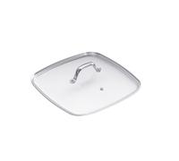 Kuhn Rikon Tapa cuadrada de cristal de 27 x 27 cm, mango de acero inoxidable, ventilación de vapor, apta para horno a 220 °C, cubierta de repuesto para parrilla Allround, fácil de limpiar