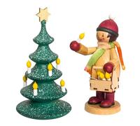 Kuhnert Drechslerei - Figura decorativa de madera con árbol de luces (altura: 12 cm, fabricado en Alemania)