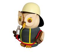 Kuhnert Figura de madera decorativa, minibúho bomberos, aprox. 7 cm, fabricado en Alemania