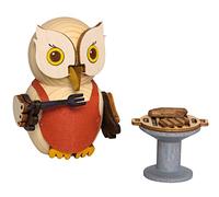 Kuhnert Figura de madera decorativa, minibúho con barbacoa, aprox. 7 cm, fabricado en Alemania