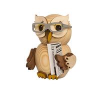Kuhnert Figura de madera decorativa, minibúho con gafas, aprox. 7 cm, fabricado en Alemania
