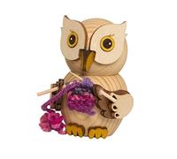 Kuhnert Figura de madera decorativa, minibúho “con labor de punto”, aprox. 7 cm, fabricado en Alemania