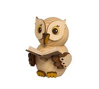 Kuhnert Figura de madera decorativa, minibúho "con libro", aprox. 7 cm, fabricado en Alemania