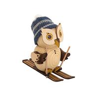 Kuhnert Figura de madera decorativa, minibúho "esquiador", aprox. 7 cm, fabricado en Alemania