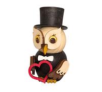 Kuhnert Figura de madera decorativa, minibúho "novio", aprox. 7 cm, fabricado en Alemania