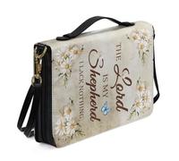 Kuiaobaty Bolsa protectora de la Biblia con cita de bendición con correa para el hombro, funda de piel sintética con cita del Señor y margaritas, regalo cristiano para mujeres, M