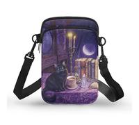 Kuiaobaty Bolso cruzado para teléfono, libros, con cremallera, bolso de hombro para teléfono celular, mini bolsos sobre el hombro con cremallera, Libros de gatos brujos, Talla Unica