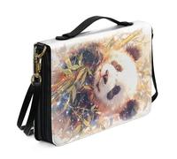 Kuiaobaty Bonita funda para la Biblia con diseño de panda, bolsa de transporte de libros de tamaño grande con asa, acuarela, bambú, bosque, bolsa protectora de piel sintética con correa para