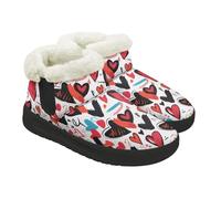 Kuiaobaty Botas para mujer, botines de invierno con forro de piel sintética, para interiores y exteriores, Kuiaobaty Doodle Heart - Botas de nieve para mujer, con forro esponjoso, dibujadas a mano