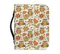 Kuiaobaty Funda de libro con cremallera con estampado de búhos y marcapáginas para el trabajo, viajes, novedad, búho, pájaros, setas, bolsa de piel sintética