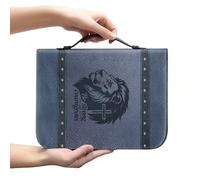 Kuiaobaty Funda de piel sintética con diseño de cruz de león para Biblia, novela, cuaderno, con bolsillo interior para bolígrafo, asa protectora de la Biblia