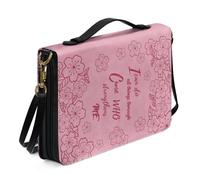 Kuiaobaty Funda grande para la Biblia con asa con cita inspirada en el Señor, funda de transporte floral rosa, bolsa de transporte para la iglesia, bolsa de transporte para estudio de la Biblia, 2XL