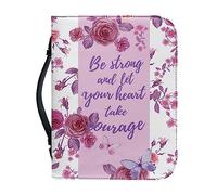 Kuiaobaty Funda para Biblia con asa floral rosa con cremallera y citas del Señor para libros de tamaño estándar, regalo cristiano de la Biblia para mujeres y hombres