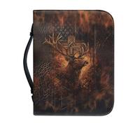 Kuiaobaty Funda para Biblia de piel sintética de ciervo místico vintage con asa y bolsillos interiores, bolsa de transporte impermeable para hombres, se adapta a Biblia de tamaño estándar