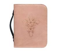 Kuiaobaty Funda para Biblia para mujer con bolsillos interiores y asa, diseño de cruz de lirio floral, de piel sintética, a prueba de polvo, regalo religioso para cristianos