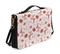 Kuiaobaty Funda para la Biblia con diseño de tiburón rosa de dibujos animados, bolsa de transporte con asa, bonita bolsa protectora de piel sintética con correa para el hombro