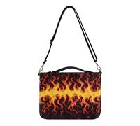 Kuiaobaty Funda protectora de piel sintética con diseño de llamas y dibujos animados y correa para el hombro, tamaño grande, con asa, color rojo y naranja