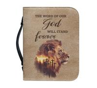 Kuiaobaty Fundas de la Biblia del León de Judá para cuaderno, novela, asa con cremallera, funda de transporte de piel sintética con bolsillos interiores para hombre