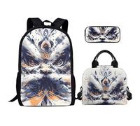 Kuiaobaty Juego de mochila escolar con estampado deportivo 3D con fiambrera, mochila para libros, para niños, juego de 3 piezas, estuche escolar, Arte de danza del león ch