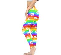 Kuiaobaty Leggings para mujer, mallas de entrenamiento atlético, ropa deportiva de frutas divertidas, pantalones de descanso para entrenamiento, yoga, correr, Rainbow Striped Kiss, L