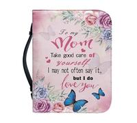 Kuiaobaty Love Mom Print Book Bag for Mother,Women, Butterfly Roses Flowers PU Leather Book Cover Case with Inside Pen Pocket,Mother's Day Gift