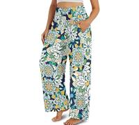 Kuiaobaty Pantalones de yoga para mujer, estilo hippy, floral, pierna ancha, con bolsillos, holgados, de cintura alta, estilo palazzo, Mandala Lotus Green, XL
