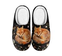Kuiaobaty Pantuflas acogedoras de espuma viscoelástica para mujer, diseño de cebra, a rayas, para invierno, para interiores y exteriores, Red Fox Stars, 42/42.5 EU