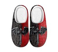 Kuiaobaty Pantuflas cómodas para mujer, góticas, de espuma viscoelástica, para Halloween, con suela exterior, Cruz gótica de murciélago de damasco, 42/42.5 EU