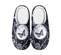 Kuiaobaty Pantuflas cómodas para mujer, góticas, de espuma viscoelástica, para Halloween, con suela exterior, Moon Night Butterfly, 43.5/44 EU