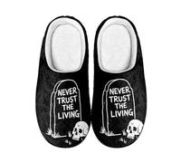 Kuiaobaty Pantuflas cómodas para mujer, góticas, de espuma viscoelástica, para Halloween, con suela exterior, Calavera con cita gótica, 37/38 EU