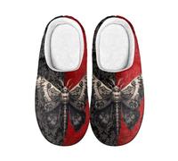 Kuiaobaty Pantuflas cómodas para mujer, góticas, de espuma viscoelástica, para Halloween, con suela exterior, Polilla gótica de damasco, 40.5/41 EU