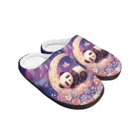 Kuiaobaty Pantuflas de casa de tortugas de franela para otoño, diseño de mariposas, patas de perro, pandas, zapatos de invierno para jardín, casuales, Sleepy Panda Bear Flower, 37/38 EU