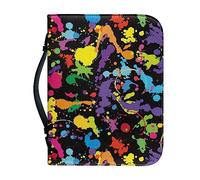 Kuiaobaty Splash Art - Funda de transporte con asa, funda de piel sintética con cremallera colorida para oficina, escuela, piel sintética