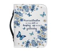 Kuiaobaty Wise - Funda para libro con cita sabia, funda de piel sintética con cremallera floral de mariposa en acuarela para mujeres y niños, M