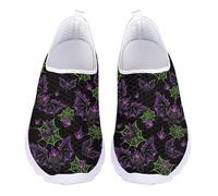 Kuiaobaty Zapatillas de correr para mujer, mocasines planos con estampado de perros, cómodos, para el trabajo, inteligentes, informales, cómodos, Murciélago de llamas, 35.5 EU