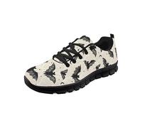 Kuiaobaty Zapatillas de correr para mujer, zapatos casuales para hombre, textura animal, estampado de hongos, malla transpirable, zapatillas de gimnasio antideslizantes, Murciélagos Luna creciente