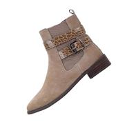 Kuiazelit Botas de tobillo para mujer, botas de combate con hebilla estampada de cocodrilo, botas de tacón bajo, botas de gamuza versátiles para mujer, botas marrones de plataforma, botas de