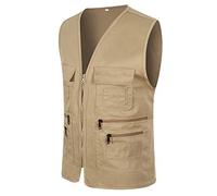 kuiazelit Chaleco de pesca para hombre, ligero, para exteriores, trabajo, safari, viajes, fotos, con múltiples bolsillos, casual, para exteriores, chaleco tipo cargo, chaqueta de verano sin mangas