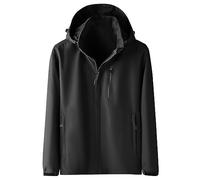 kuiazelit Chaqueta impermeable y cortavientos para hombre, chaqueta fina para lluvia, chaquetas de senderismo al aire libre, con capucha, bolsillos con cremallera, abrigo para acampar al aire libre,