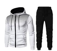 kuiazelit Conjunto completo de chándal para hombre, chaqueta con capucha y cremallera completa, pantalones de correr, ajuste delgado, cálido, deportivo, casual, sudadera de manga larga, sudadera con