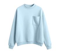 kuiazelit Sudadera de gran tamaño para mujer, de forro polar, cuello redondo, suéter básico suelto, casual, color sólido, cálido, para otoño e invierno, sudaderas para mujer, talla extragrande, azul