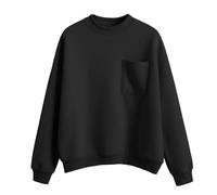 kuiazelit Sudadera de gran tamaño para mujer, de forro polar, cuello redondo, suéter básico suelto, casual, color sólido, cálido, para otoño e invierno, sudaderas para mujer, talla extragrande, Negro