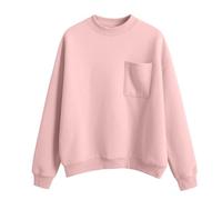 kuiazelit Sudadera de gran tamaño para mujer, de forro polar, cuello redondo, suéter básico suelto, casual, color sólido, cálido, para otoño e invierno, sudaderas para mujer, talla extragrande, rosa