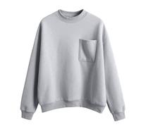 kuiazelit Sudadera de gran tamaño para mujer, de forro polar, cuello redondo, suéter básico suelto, casual, color sólido, cálido, para otoño e invierno, sudaderas para mujer, talla extragrande, gris