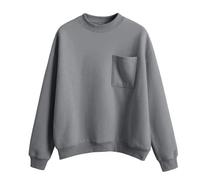 kuiazelit Sudadera de gran tamaño para mujer, de forro polar, cuello redondo, suéter básico suelto, casual, color sólido, cálido, para otoño e invierno, sudaderas para mujer, talla extragrande, gris