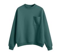 kuiazelit Sudadera de gran tamaño para mujer, de forro polar, cuello redondo, suéter básico suelto, casual, color sólido, cálido, para otoño e invierno, sudaderas para mujer, talla extragrande, Verde