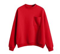 kuiazelit Sudadera de gran tamaño para mujer, de forro polar, cuello redondo, suéter básico suelto, casual, color sólido, cálido, para otoño e invierno, sudaderas para mujer, talla extragrande, rosso