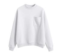 kuiazelit Sudadera de gran tamaño para mujer, de forro polar, cuello redondo, suéter básico suelto, casual, color sólido, cálido, para otoño e invierno, sudaderas para mujer, talla extragrande, blanco