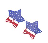 KUIDAMOS Bloques de Estrellas de Madera del Día de la Independencia, Adorno de Mesa Decorativo del 4 de Julio para Celebración en el Hogar, 2 Piezas de Boj de 6,1 Pulgadas