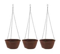 KUIDAMOS Juego de Maceteros Colgantes, Cesta Colgante No Tejida Transpirable para Plantas Al Aire Libre con Cadena Inoxidable, Decoración de Balcón y Jardín para Orquídeas, Helechos, 3 Piezas (10